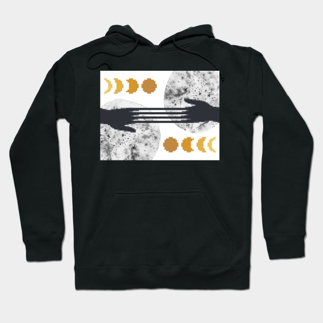 Pixel art hands and moon Hoodie by WhalesWay